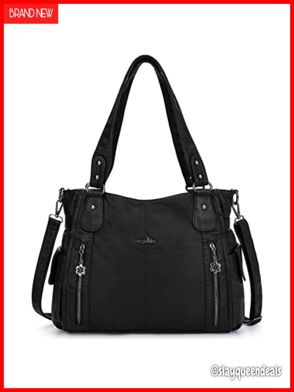 Washed Vegan Leather Hobo Purse Tote Shoulder Bag Crossbody